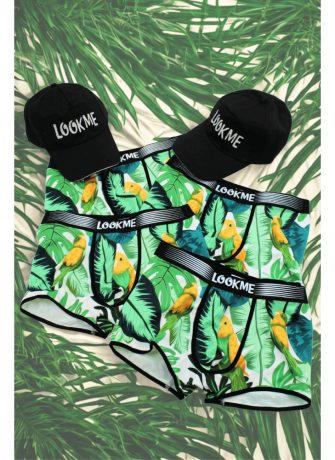 Pack 4 Boxer LM2402-67BIR LOOKME + 2 Casquettes Offertes